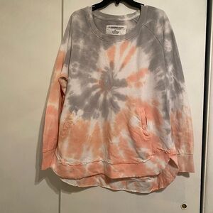The Sweatshirt Project Tie-Dye Sweatshirt in Gray and Peach, Women’s Size XL Top